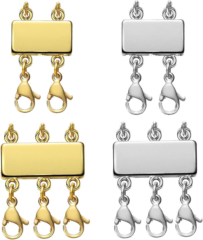OHINGLT Necklace Layering Clasps Magnetic Slide Lock Clasp Necklace Connector Multi Strands Slide Tube Clasps - Image 1
